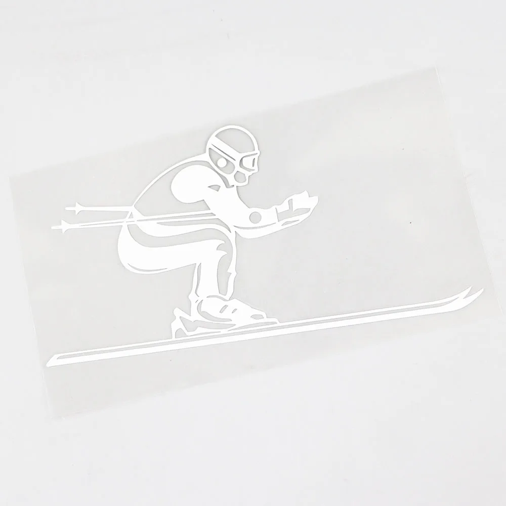 YJZT 17.3CM×9.6CM Skier Slides Downhill Waterproof Car Sticker Vinyl Decal Black/Silver 8A-1251