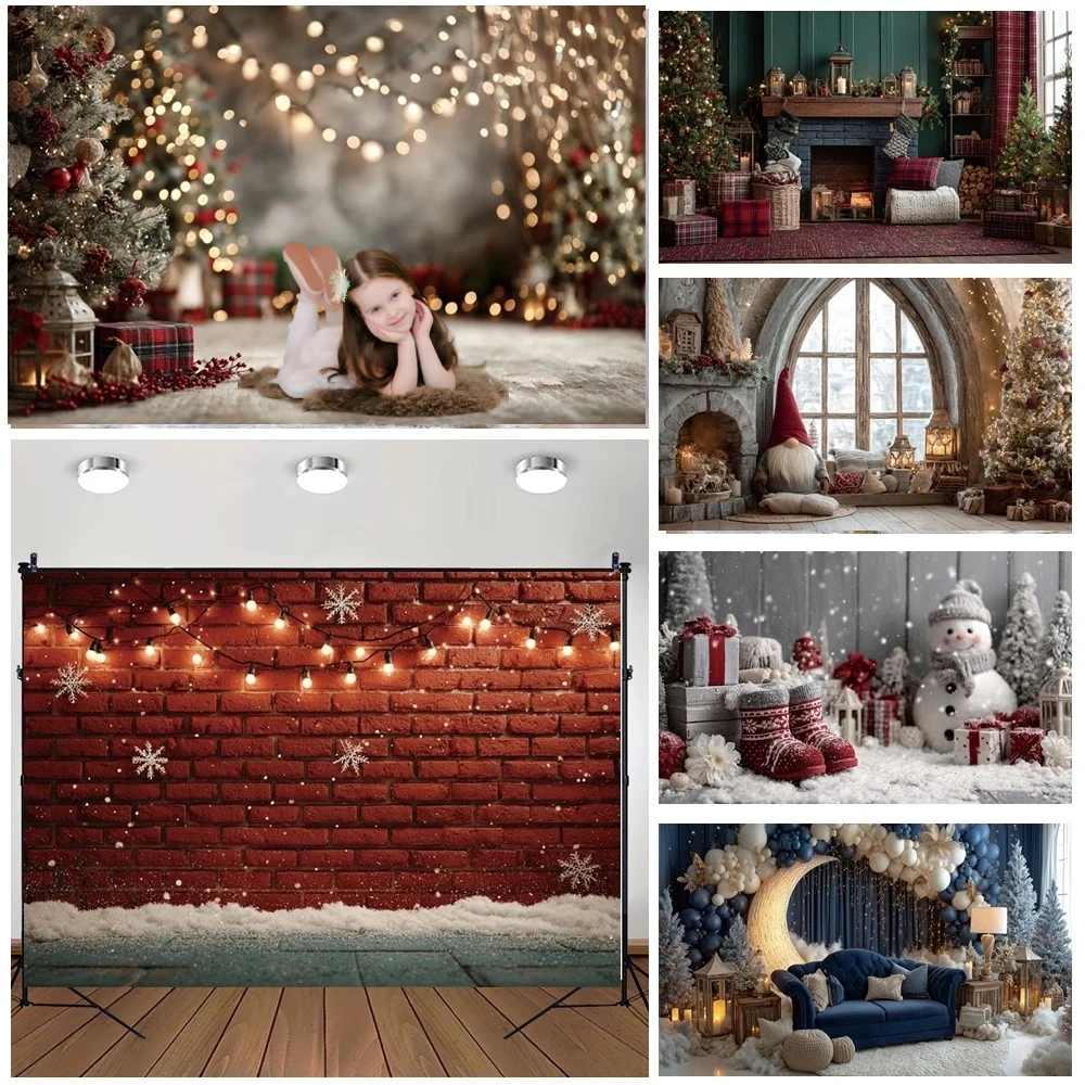 

MOON.QG Christmas 2025 Backdrops Sofa Sock Gifts Fireplace Photo Background Birthday Decoration Kids Photobooth Baby Shower Wall