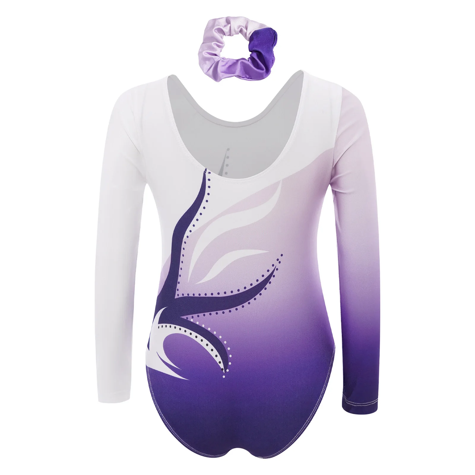 Tieners Gymnastiekoutfits Meisjes Ballet Dans Unitard Atletisch Turnpakje Jumpsuit met lange mouwen Hoofdband Pak Dansvoorstelling Slijtage