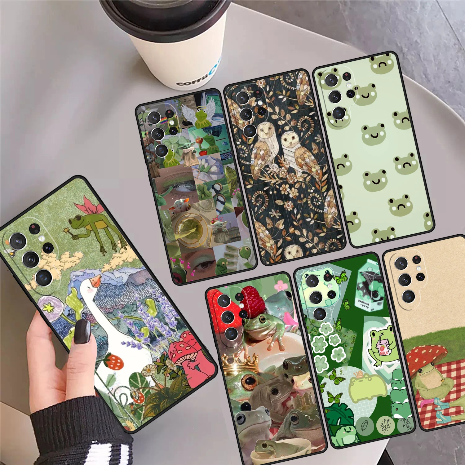

Cottagecore Aesthetic Collage Frog Phone Case Cover For Samsung S24 S25 Ultra S23 S22 Plus S21 FE S20 Note 10 20 Pro