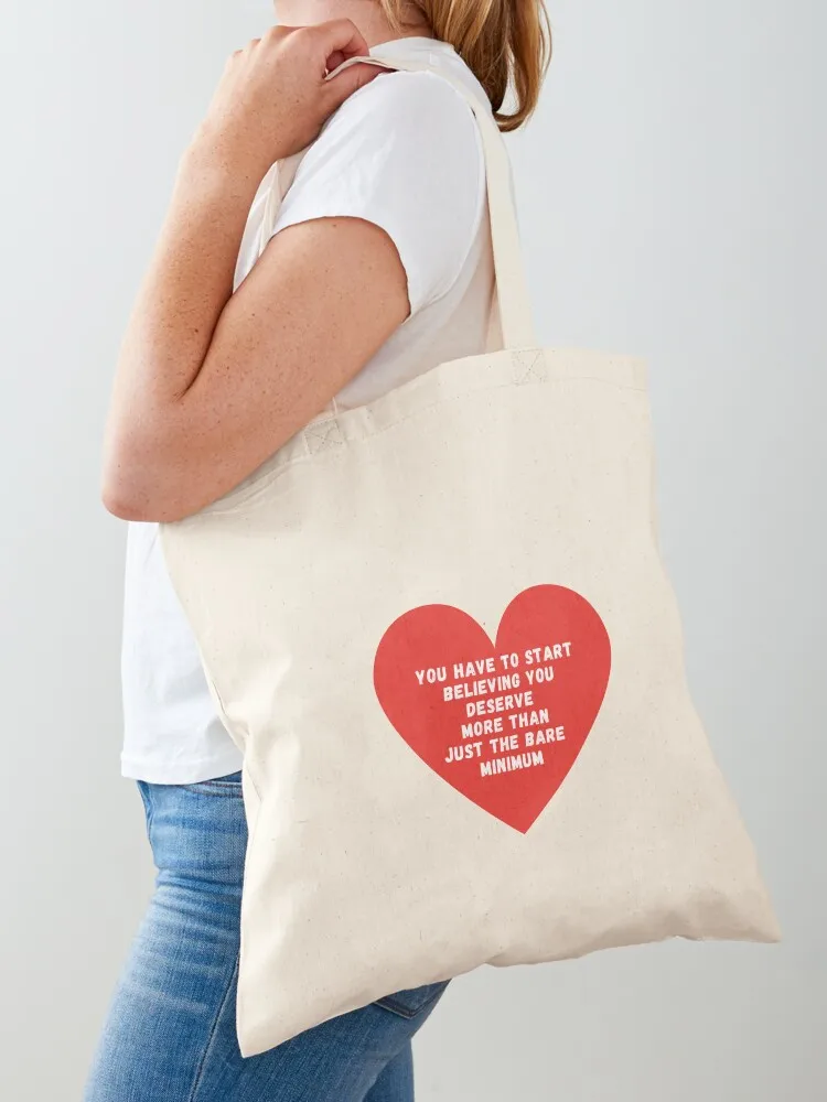 

Red Heart Quote Tote Bag eco bag folding bag for beach shopper bags Women's shopper