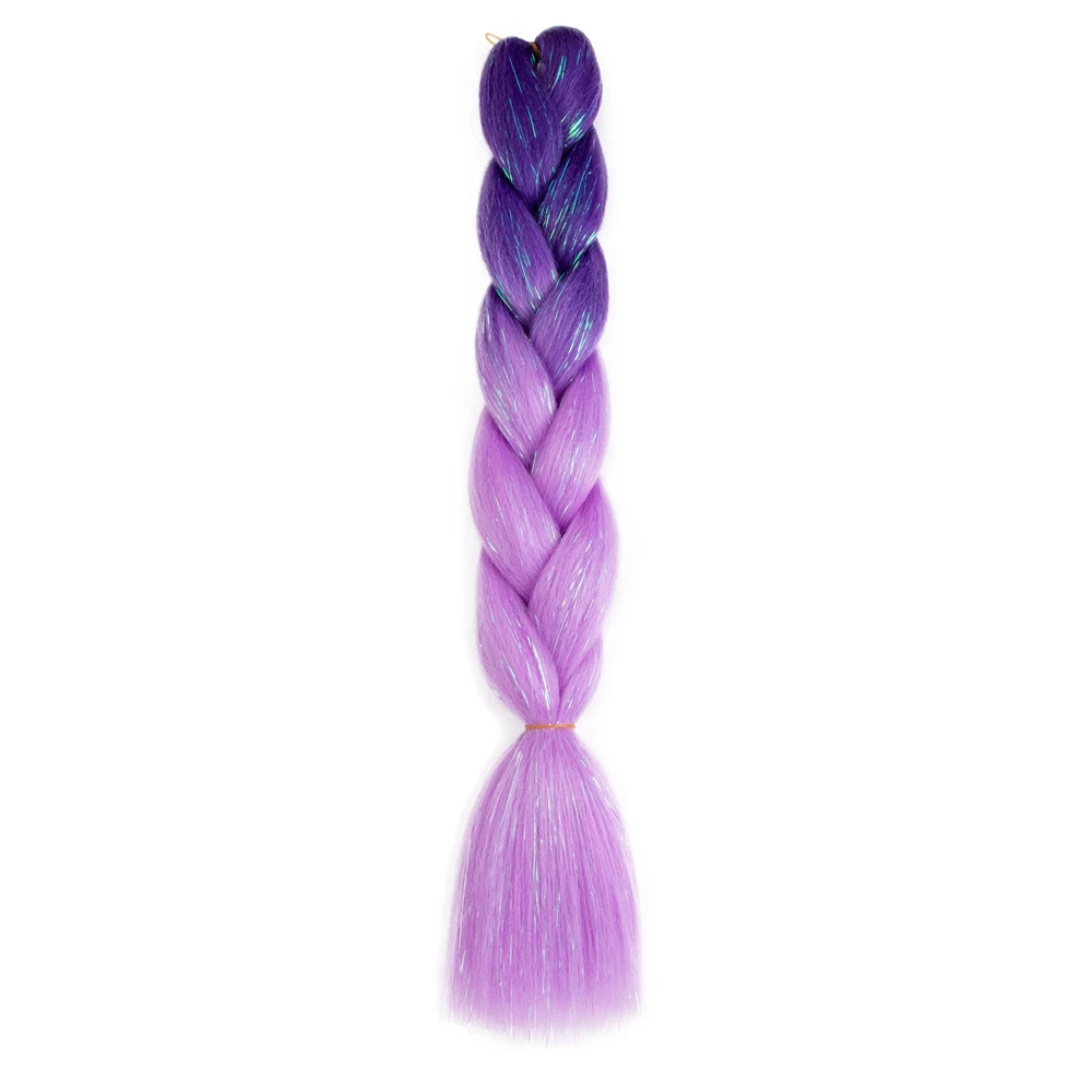 Synthetische Ombre 24Inch Glitter Jumbo Vlechten Extensions Sparkle Regenboog Gekleurde Vlechten Haar Voor Vrouwen Groothandel Diy Kapsel