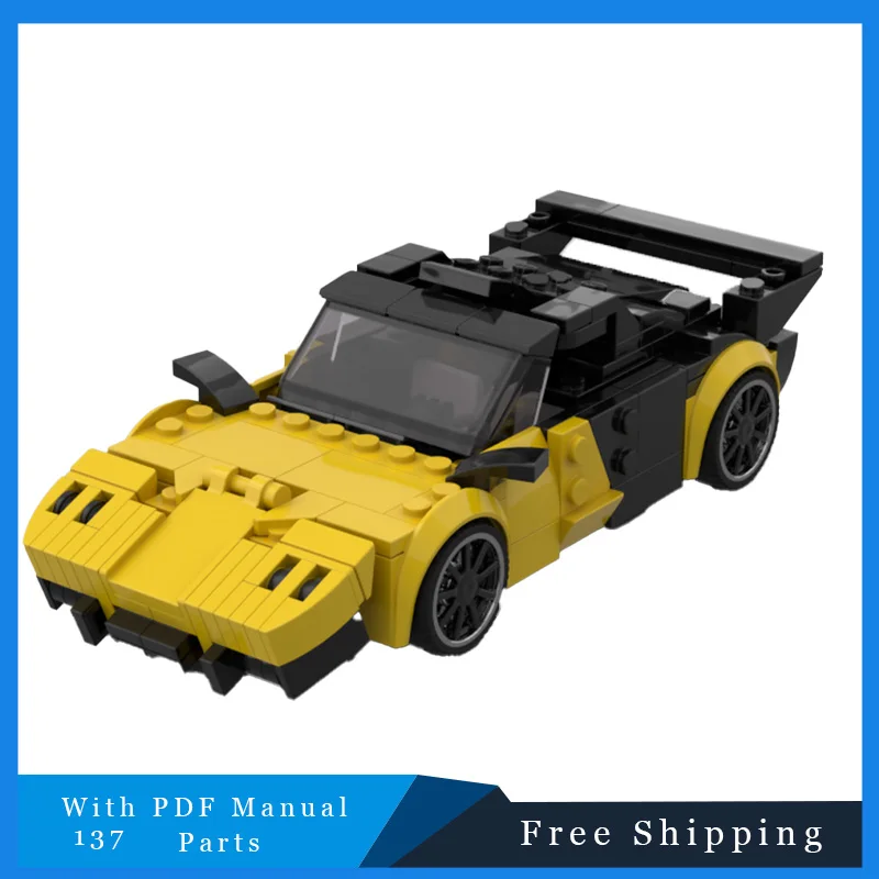137 PCS MOC Technische Bausteine Gelb Geschwindigkeit Auto Ziegel Modell Kreative Bildung DIY Montage Spielzeug Für Kinder Weihnachten Geschenke