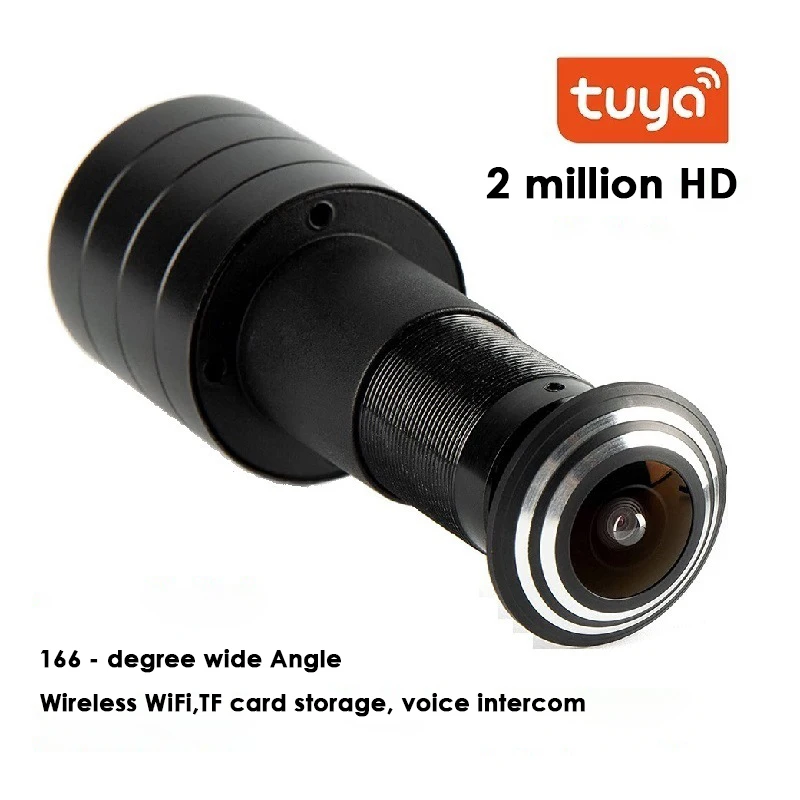 Tuya-minicámara Cctv con Wifi inteligente, Ojo de Gato, puerto de cúpula, ojo de pez, lente gran angular de 1,66mm, Audio de red, Puerto P2P, agujero de ojo, 1080p