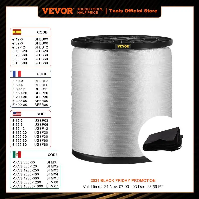 VEVOR Polyester Pull Tape Flat Rope for Wire & Cable Conduit Work Variable Functions Pulling / Loading in Any Weather CONDITIONS