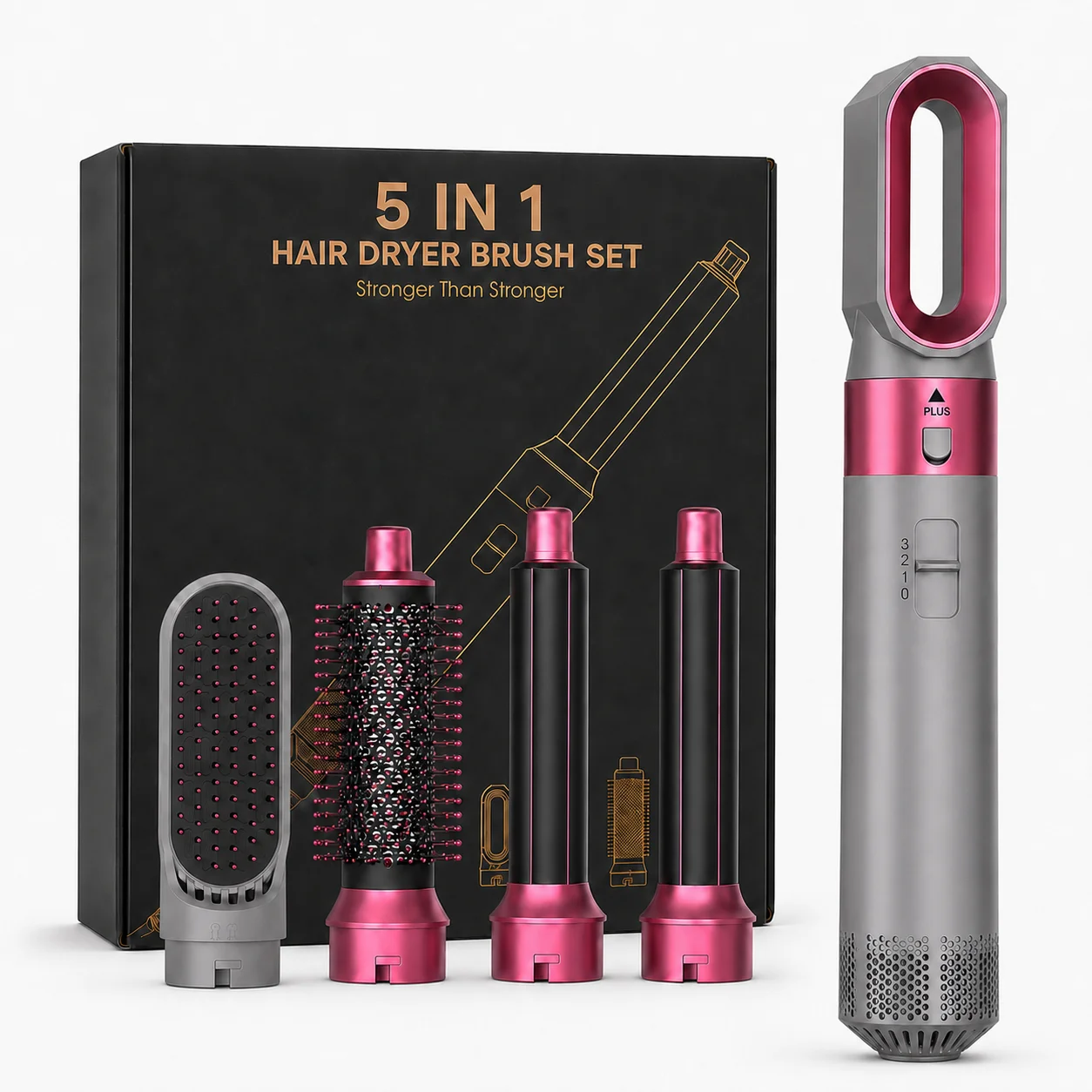 5-in-1 Multi Hot Air Styling Brush Hair Dryer Straightener Curler All-in-One Tool for Versatile Hair Styling