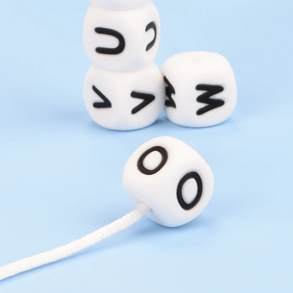 LOFCA 10 Stück 12 mm Silikon-Alphabet-Perlen, BPA-frei, Baby-Zahnen-Alphabet-Perlen, lebensmittelecht, Baby-Zahnen-Perlen, DIY-Armband, Halskette – Detail 16