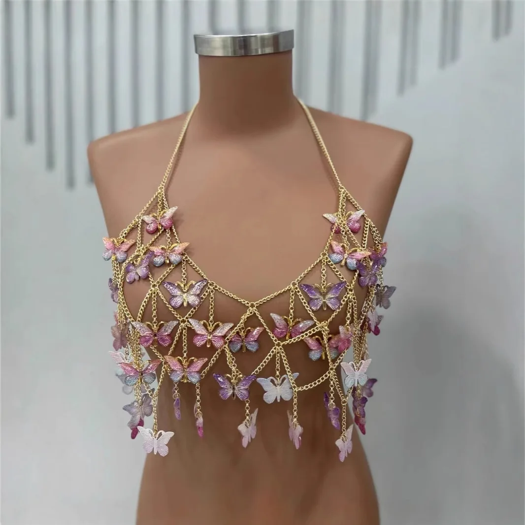 

Ladies Body Chain Fashion Jewelry Multicolored Butterfly Pendant Set Sexy Hollow Out for Summer Beach Party Club Dance Festival