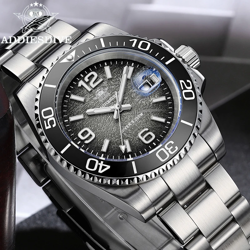 

Мужские часы ADDIESDIVE, 41 мм, кварцевые часы для дайвинга, AD2513 BGW9, светящиеся, водонепроницаемые на 200 м, наручные часы для дайвинга из нержавеющей стали 316L