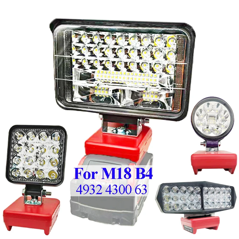 For M18 Power Tool Parts For Milwaukee 18V Li-ion Battery LED Working Lights Flashlights Camping Lamps Torch Spotlight Lanterns