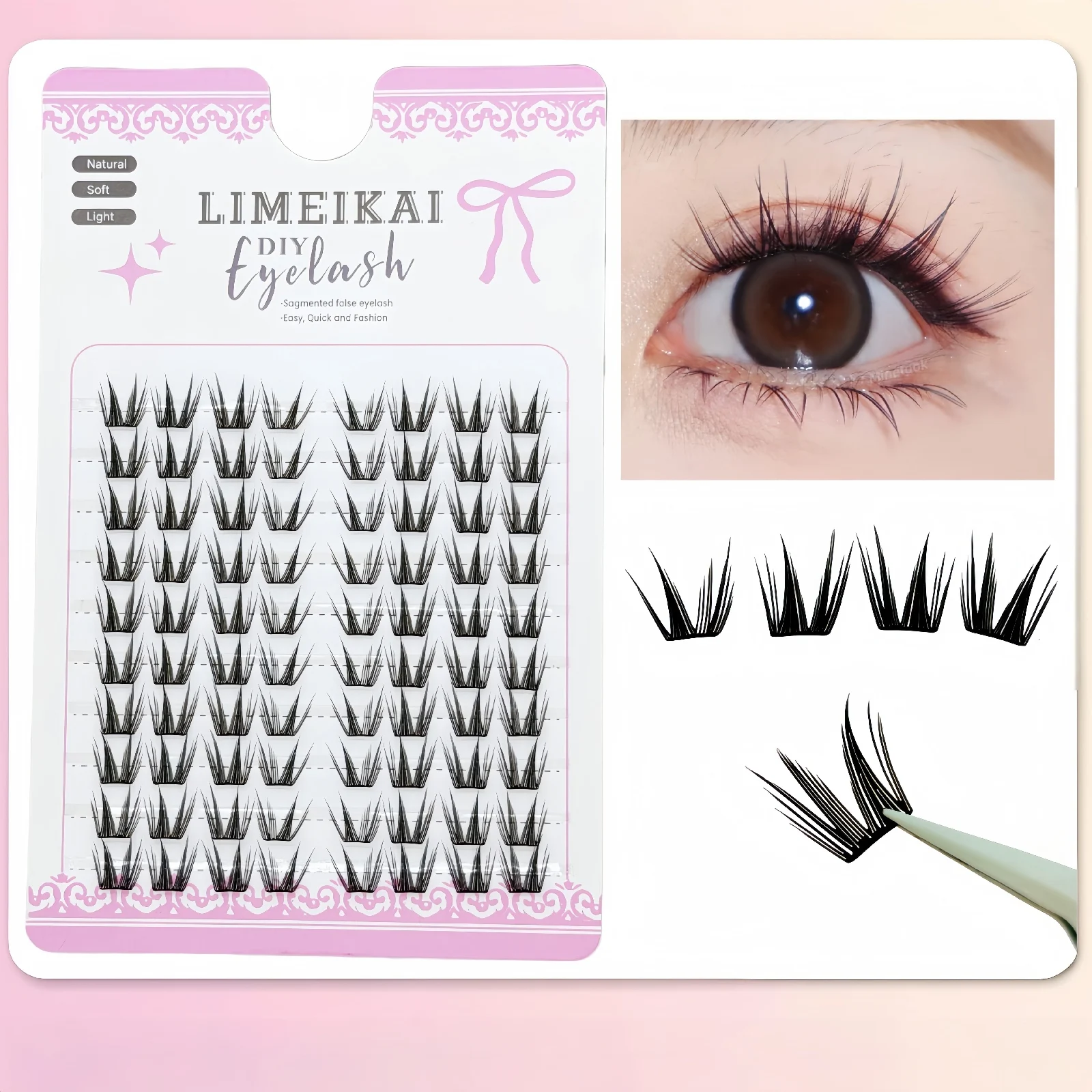 80 Pcs Beautiful Mouse False Eyelashes, Soft and Curly Single Cluster Segmented False Eyelashes, Suitable for Dates, Daily Use