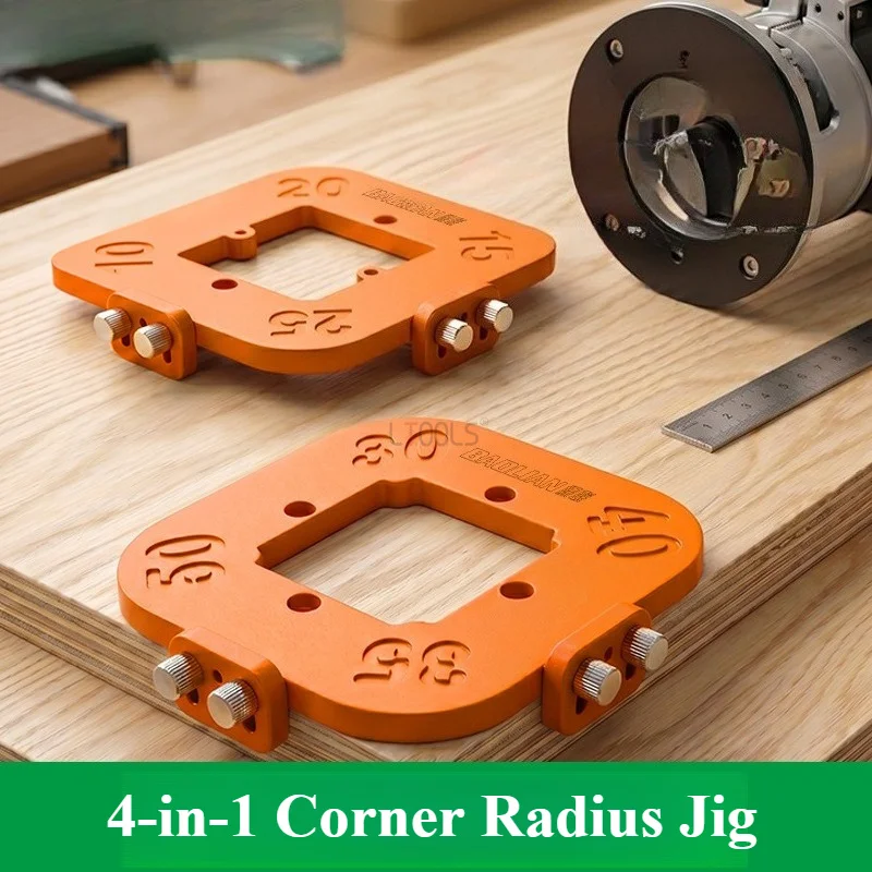 

4-in-1 Corner Radius Jig Precise Round Hole Cutting Template Woodworking Chamfer Arc Trimming Tool Edge Routing Rounding Guide