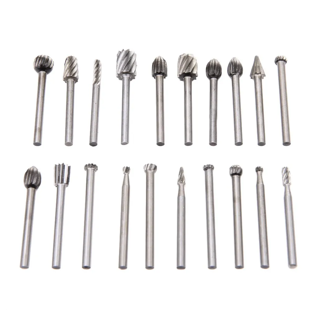 6/10/20pcs 3mm Wood Drill Bit Nozzles for Dremel Attachments Rotary File HSS Stainless Steel Wood Carving Tools Set Woodworking