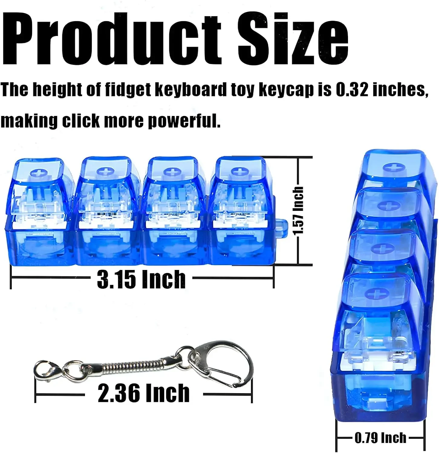 4 Keys Keyboard Decompression Toy Party Stress Relief Fidget Button Clicker Fidget Keychain Keyboard Keychain Finger Keyboard