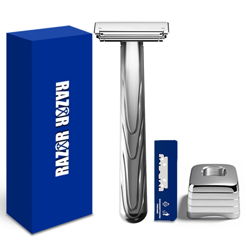 RZACLEA 21TS Glide Pro 4D Super Safety Shaving Shaver with Stand for Man Women Haft One Blade ECO-friendly Metal Razor Gift Box