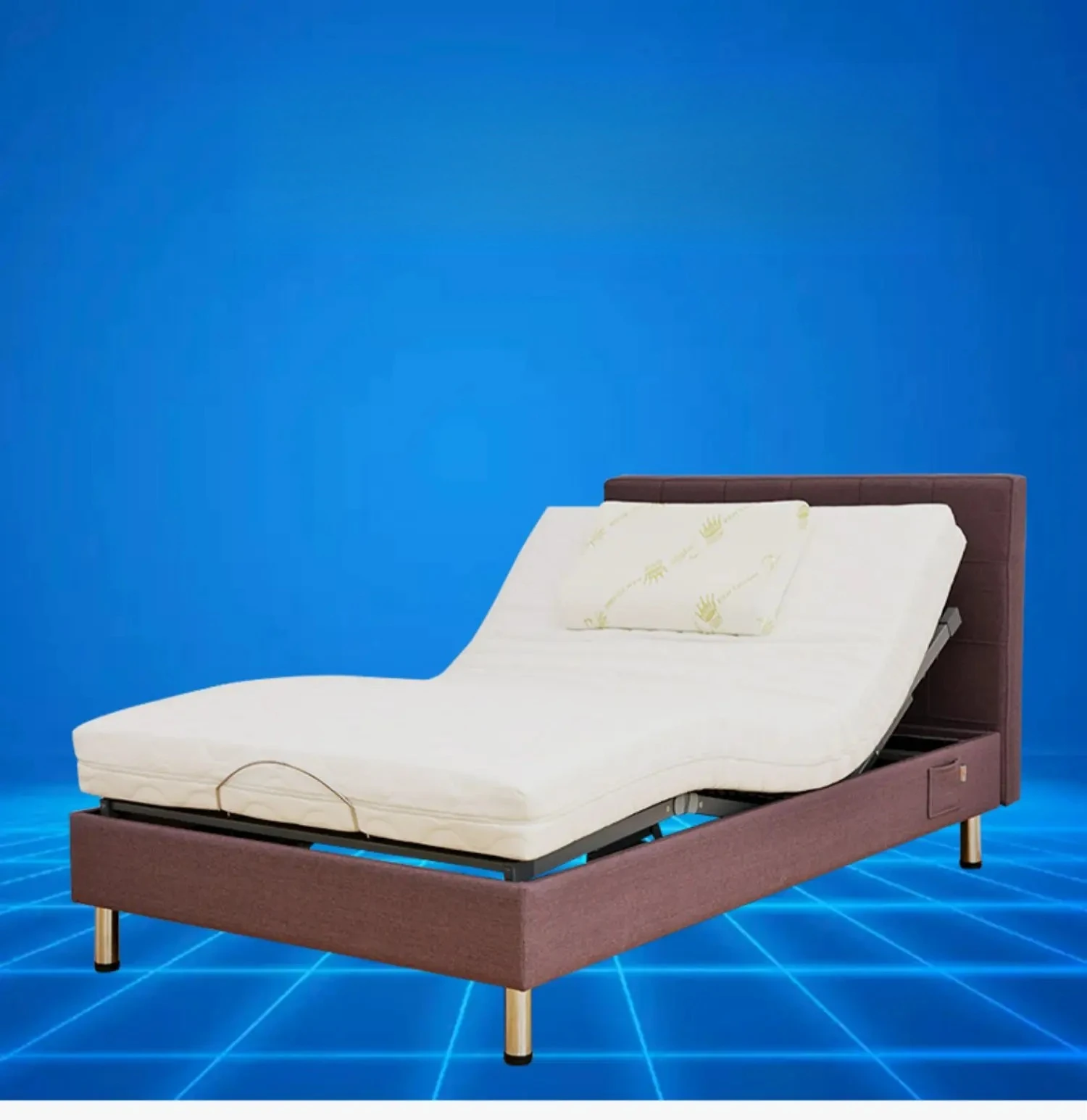 Yjq， Electric Bed Lifting Rib Bed Frame Intelligent Remote Control 1.2 M Simple and Modern Fabric Craft Single Bed