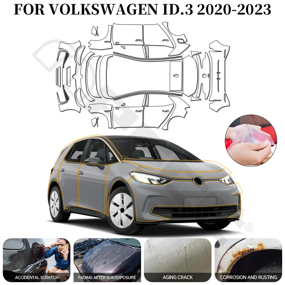 

For Volkswagen ID.3 2020-2023 PPF Car Film 9Mil Pre-Cut Paint Protection Film TPU Invisible Anti-scratch Resistant Cover Repair