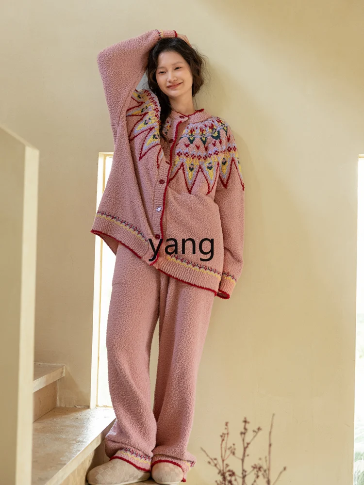 LMM women can wear large size sweet coral fleece loungewear in autumn and winter, winter