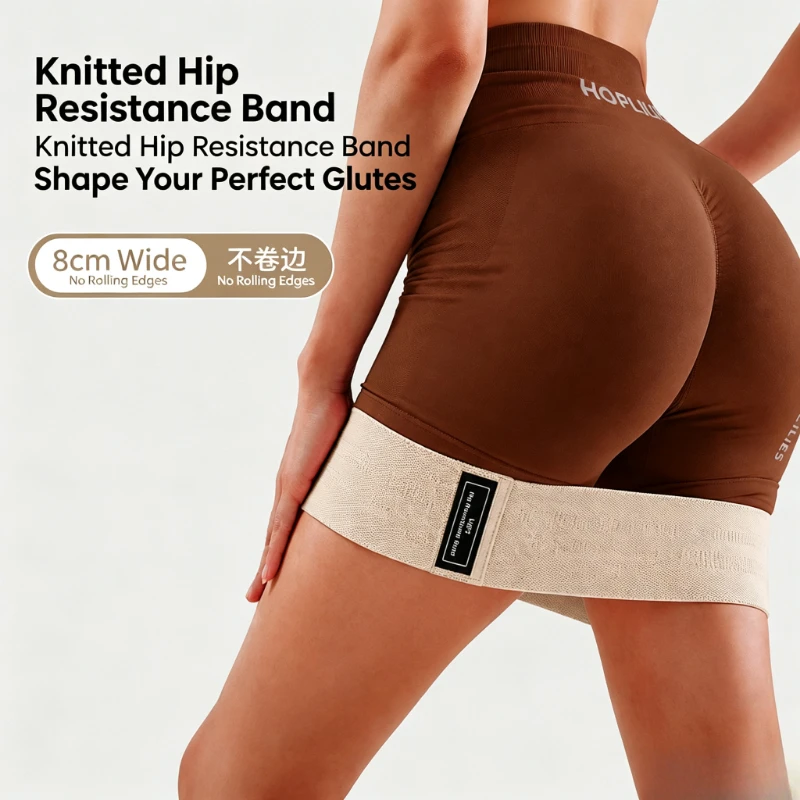 Fabric Hip Resistance Band, Yoga Squat Exercise Loop Band for Buttocks Leg Strength Training Home Fitness Workout