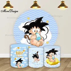 Bandai Baby Goku Round Backdrop Dragon Ball Theme Kids Birthday Party Circle Covers Baby Shower Cylinder Covers Photo Background