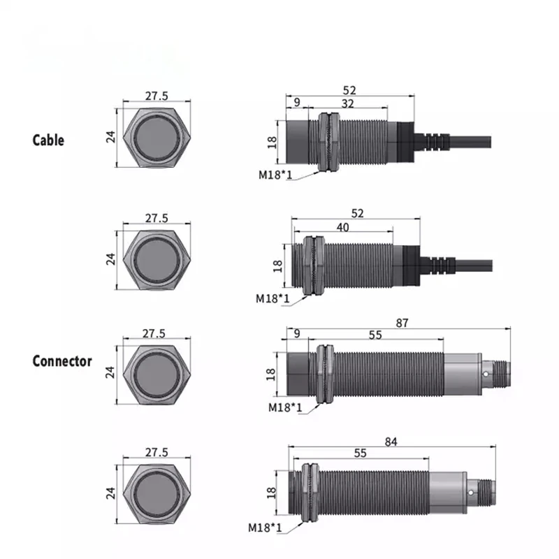 M18 Industrial Long Range M18 Series Limit Switch Distance 16mm Non-Flush 12V Metal Inductive Proximity Sensor for Counting