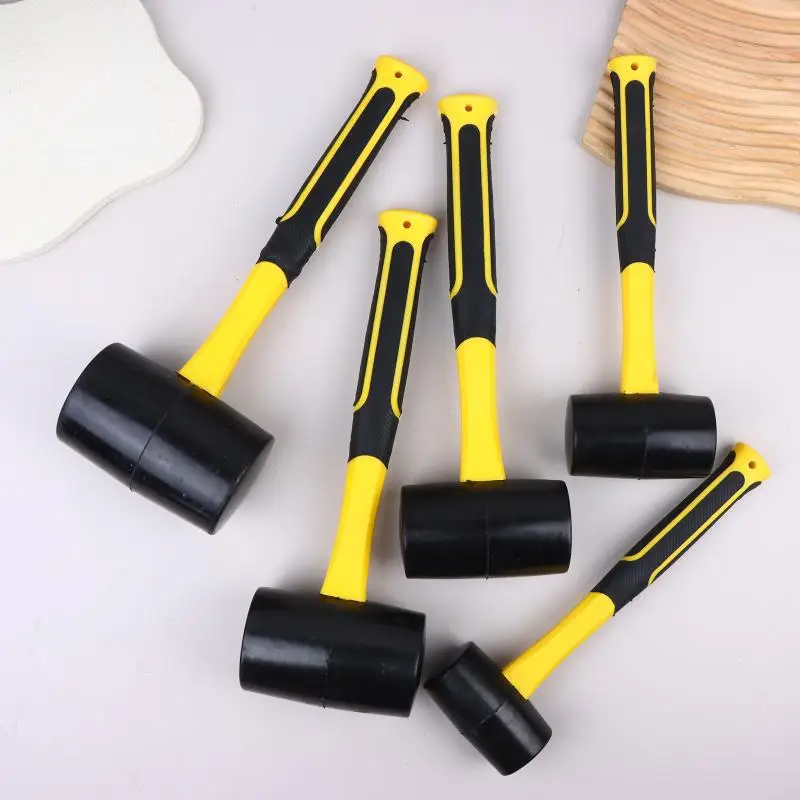 Black American Style Rubber Hammer 2LB  Handle Shock Resistant Soft Mallet for Floor Work and Leather Craft