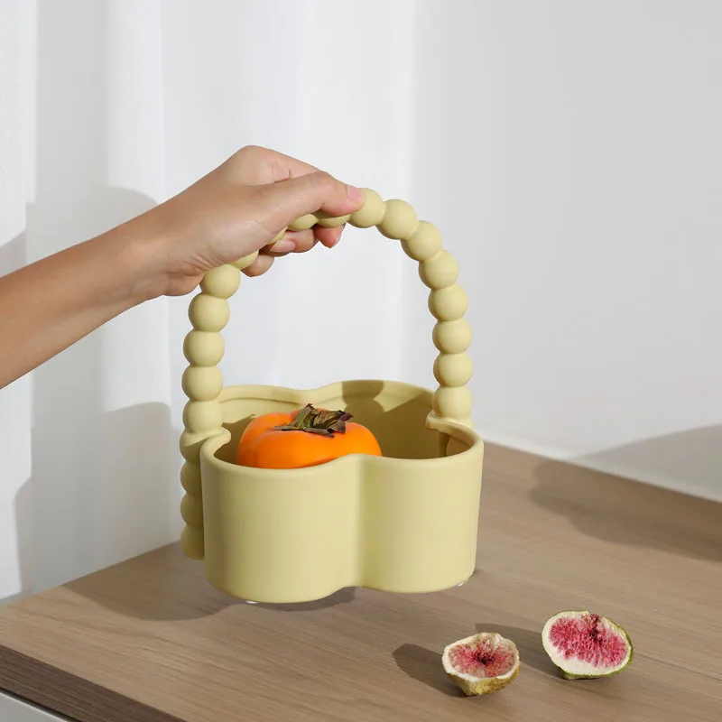 

Ceramic Storage Basket Creative Entrance Key Storage Fruit Plate Solid Color Living Room New Home Gift Modern Home Decoration