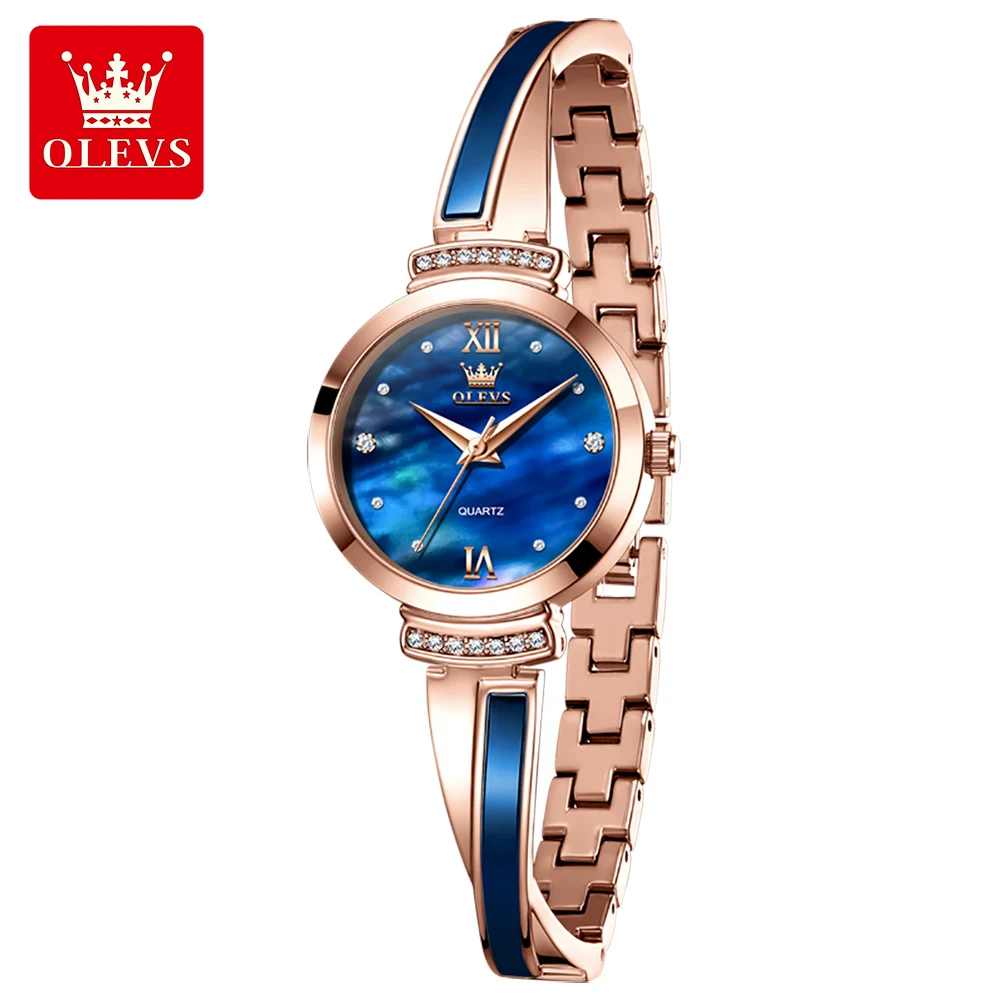 OLEVS Brand Luxury Rose Gold Bracelet Quartz Watches Women's Fashion Diamond Small Dial Original Watch for Women Reloj Mujer