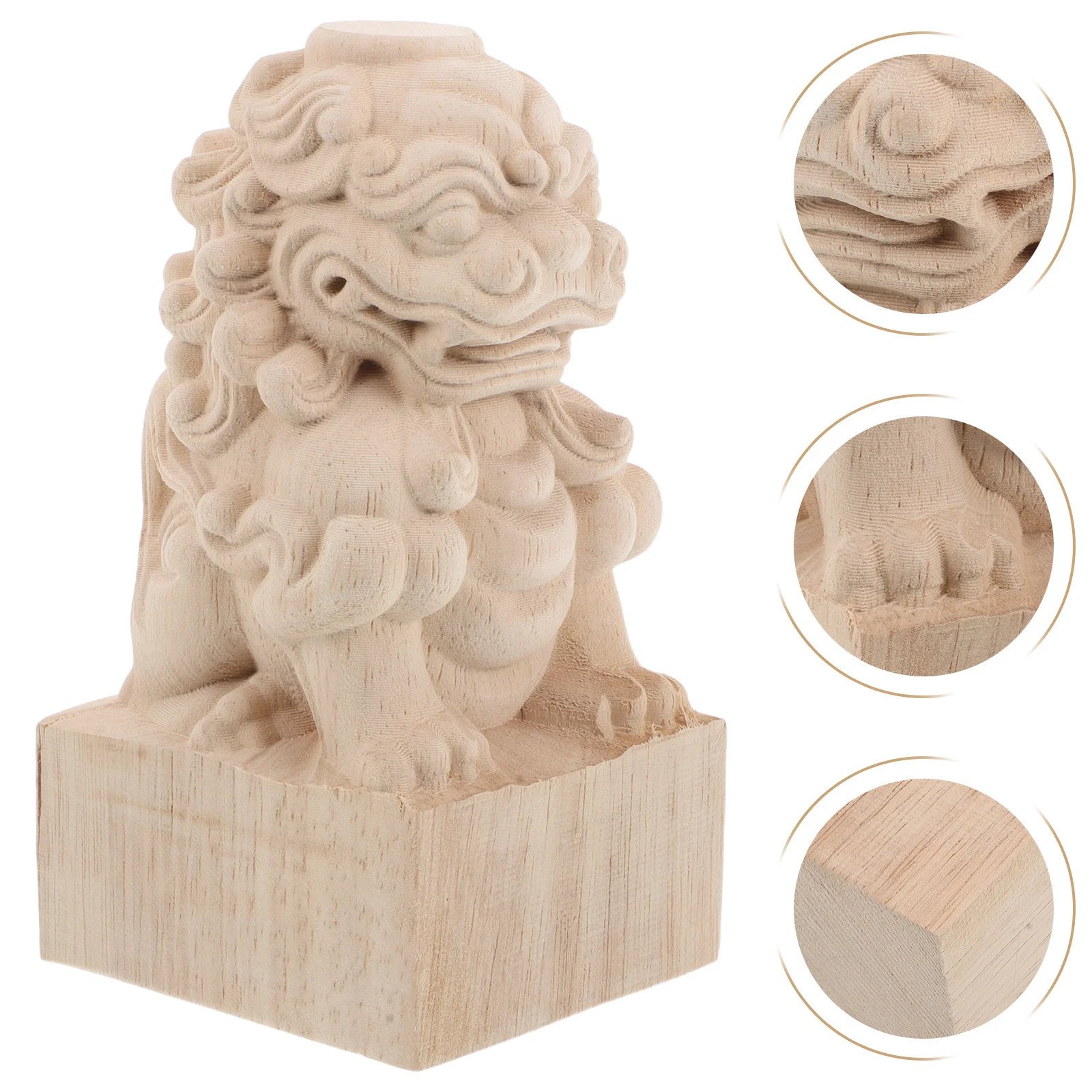 

Wooden Lion Post Finial Unfinished Vintage Garden Bridge Column Decor Ornament Sturdy Outdoor Home Statue Finial Tops For