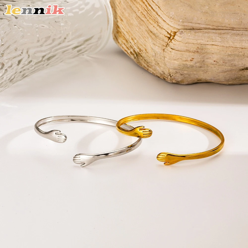 LENNIK سوار عنصر احتضان يدوي صغير بسيط وعصري، ملمس راقي للارتداء اليومي، سوار نسائي مزخرف