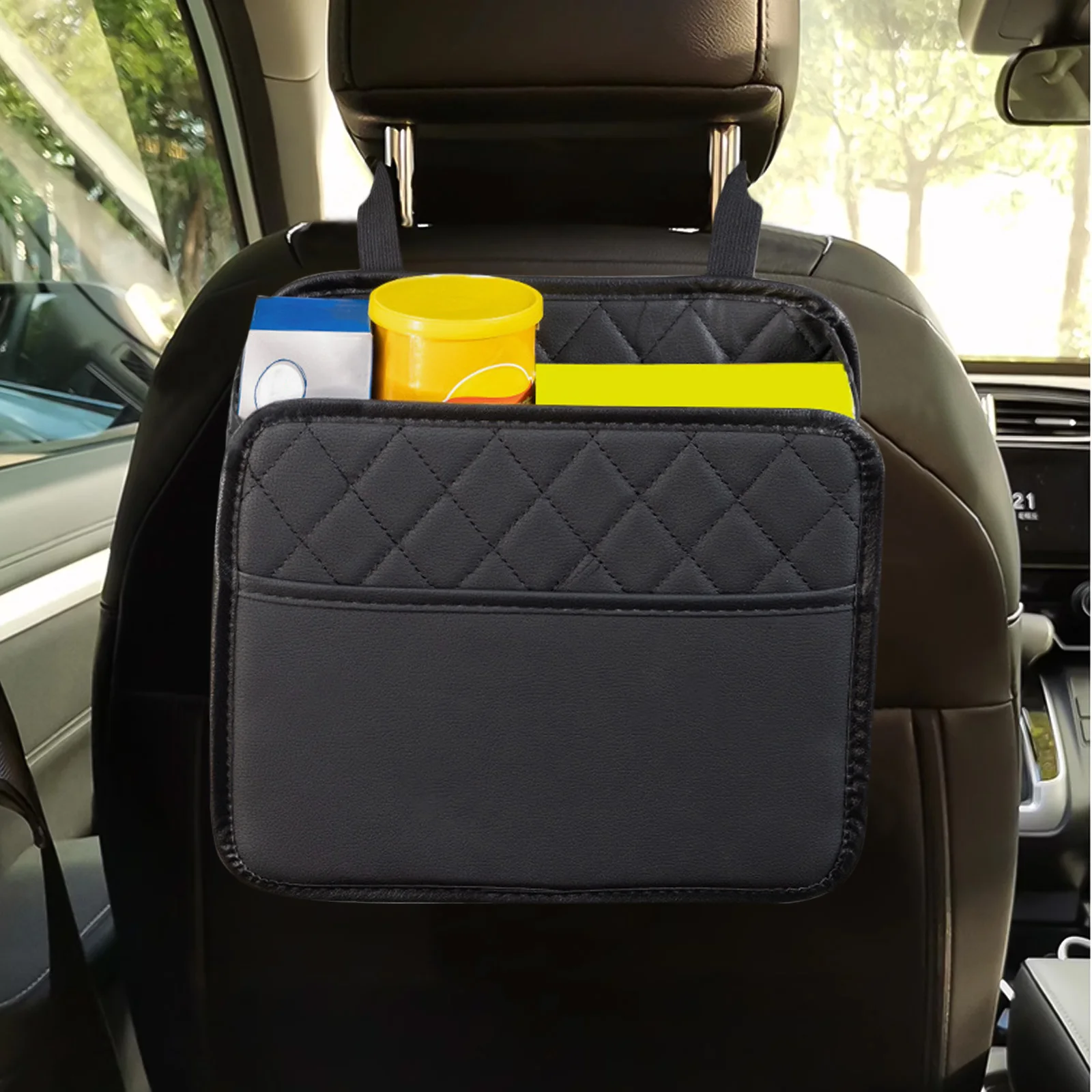 

Multifunctional Car Seat Back Organizer Bag Rear Backseat Vehicle-Mounted Faux Seat Back Storage Box for Phones for Car