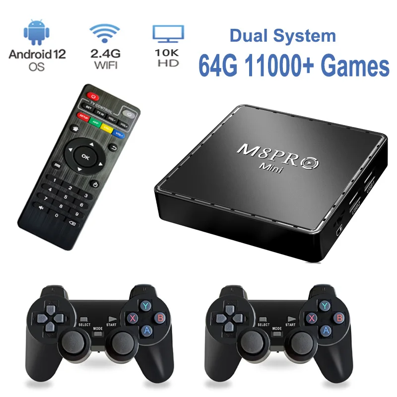 Game Box Video Game Console 11000 Retro Games Wireless Controller Wifi 4K Mini Android Game System TV Box for PSP/SNES/GBA/PS1