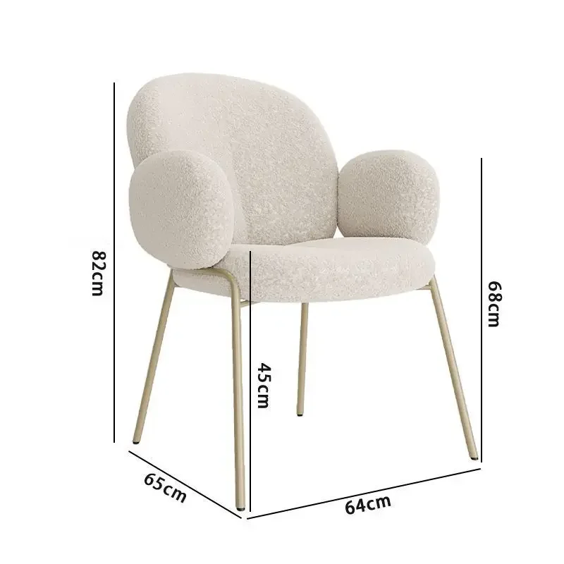 Nordic cordeiro velo luz luxo cadeira de jantar designer minimalista moderno maquiagem poltrona francês leite loja chá jantar poltrona