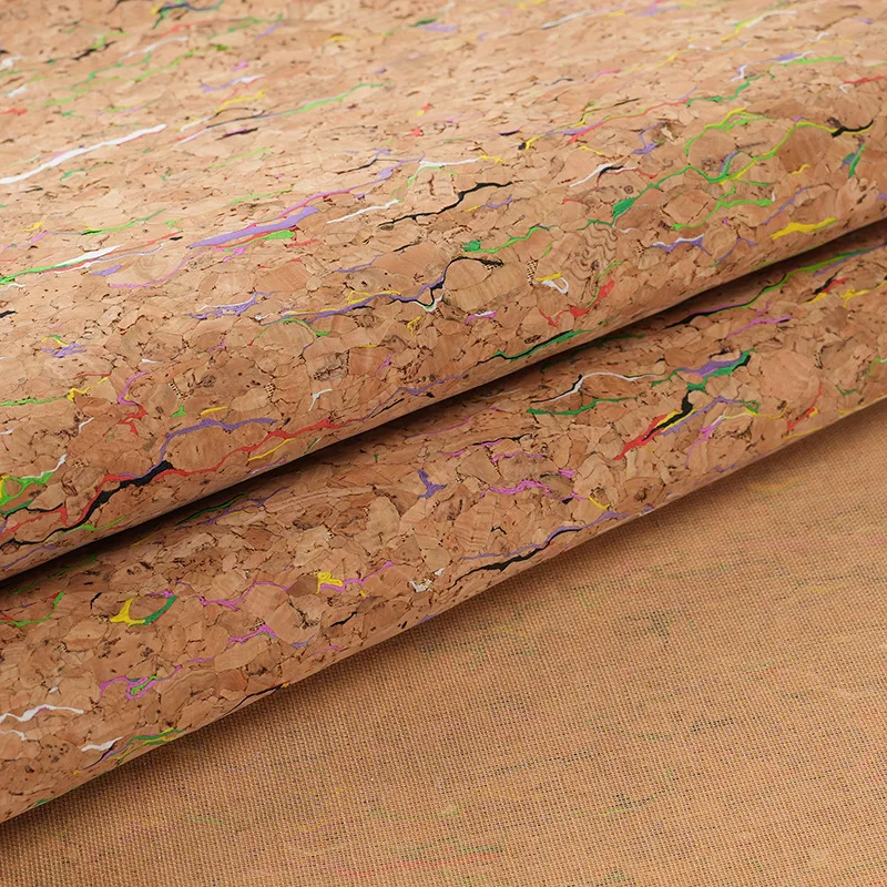 100cm*138cm Glitter Natural Cork Wood Leather Fabric Printed Colored Bow Craft Bag Shoes Sewing DIY Decor Crafts