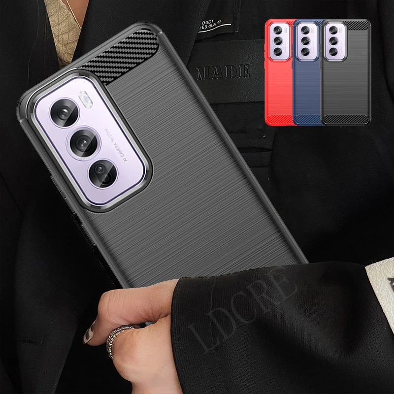 

For Reno 12 Pro Case Cover OPPO Reno 12 Pro Capa New Armor Shockproof Phone Bumper Back Carbon Fiber Soft TPU Fundas Reno 12 Pro