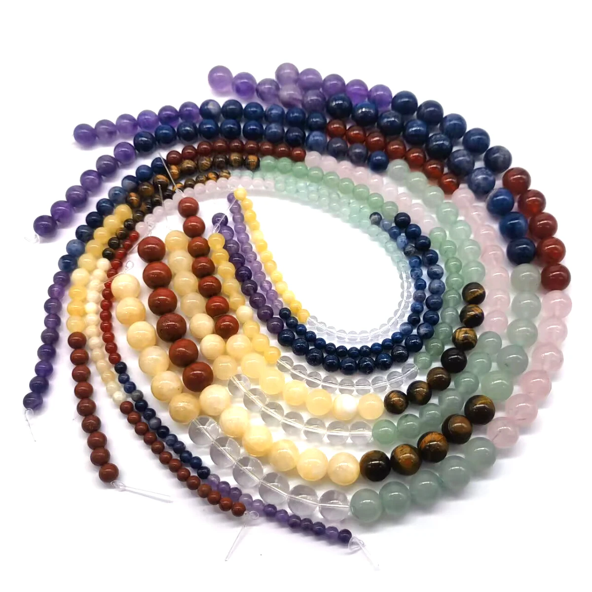 

4/6/8/10mm Natural Mixed 7 Chakra Natural Round Stone Beads Colorful Loose Spacer Bead Healing Reiki For Jewelry Supplies DIY