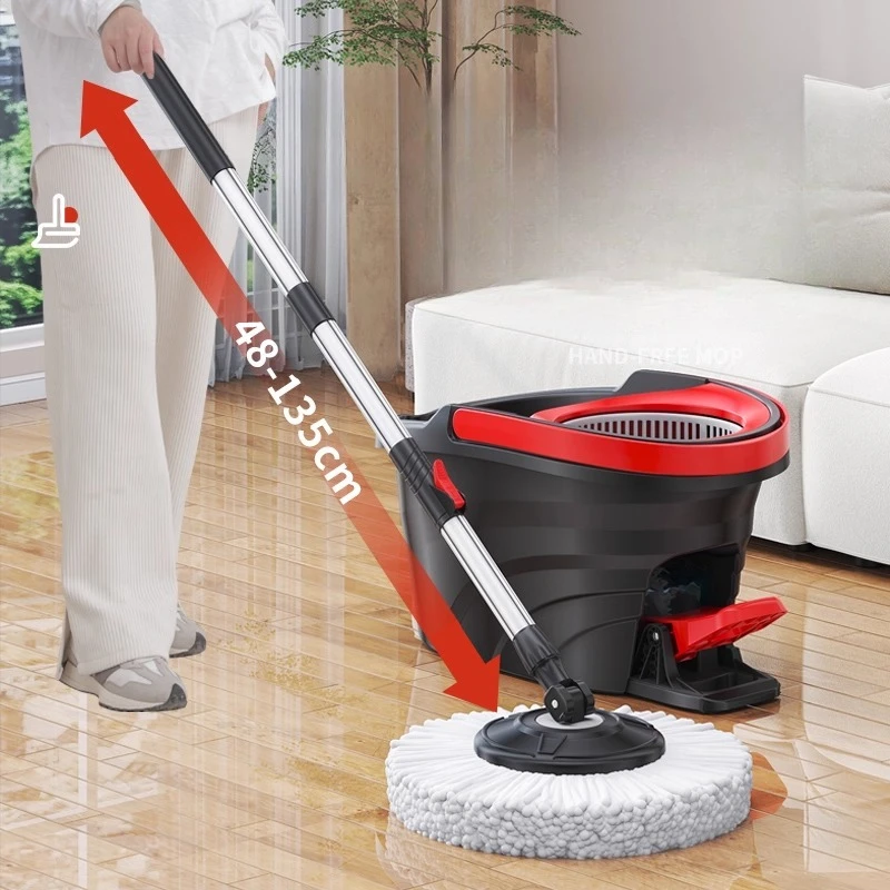 Hands Free Spin Mop Bucket Set Self Wringing Microfiber Mop Telescopic Handle Foot Pedal Quick Dry Home Cleaning Furniture