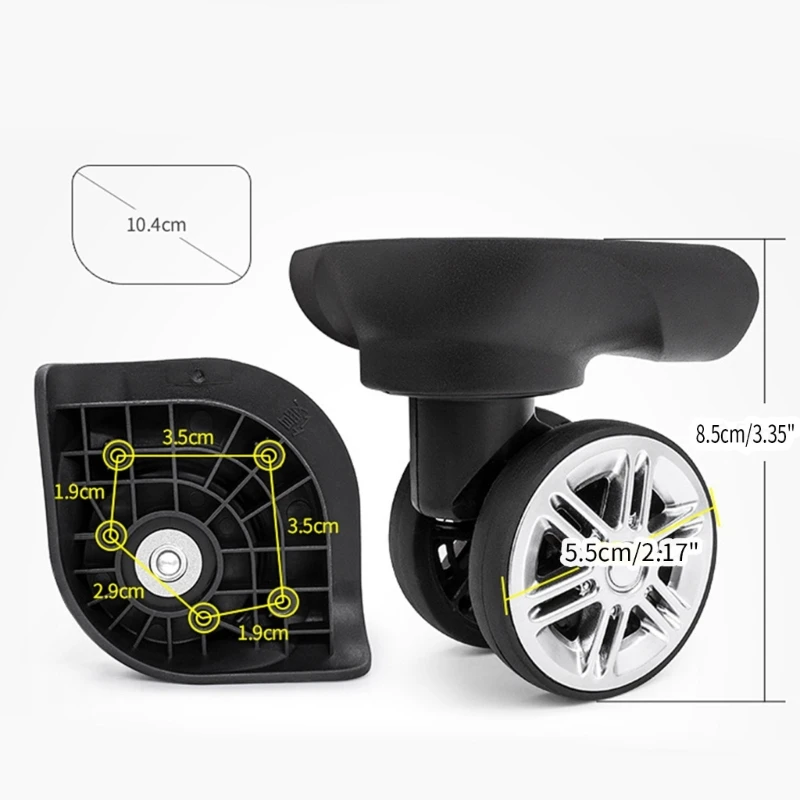 2 زوج حقيبة تروللي بعجلات الأمتعة عجلات دوارة اليسار واليمين عجلات DIY بها بنفسك حقيبة استبدال أجزاء لمعظم الحقائب