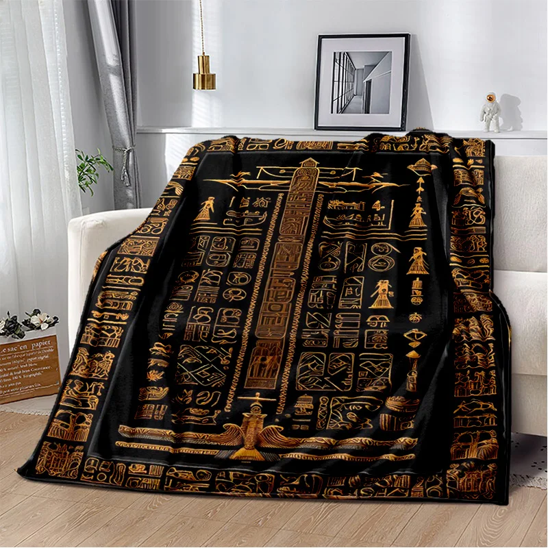 3D Ancient Egyptian Mythological Ideographic Sign Symbols Blanket,Soft Throw Blanket for Home Bedroom Bed Sofa Cover Blanket Kid