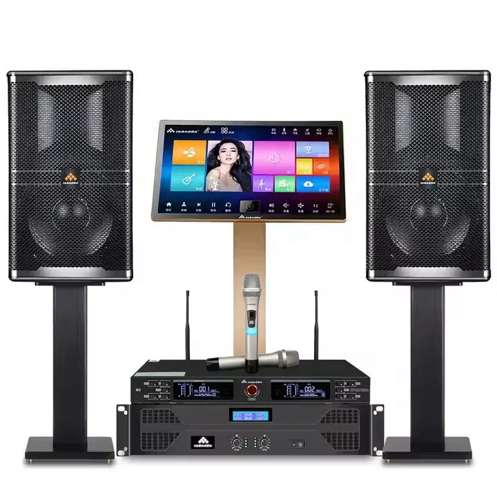 

InAndOn 21.5" Touch Screen 8TB Dual System Karaoke System with Speakers Microphones 4K HD Hifi All-in-one Karaoke Player Set