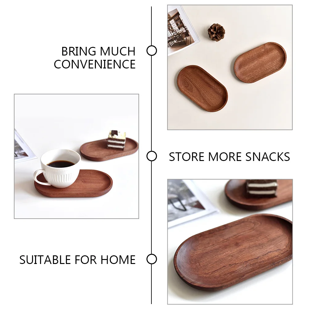 

3Pcs Wood Serving Tray Oval Snack Plate Decorative Wooden Tray for Fruit Dessert Coffee Table Display Desktop Wood Plate