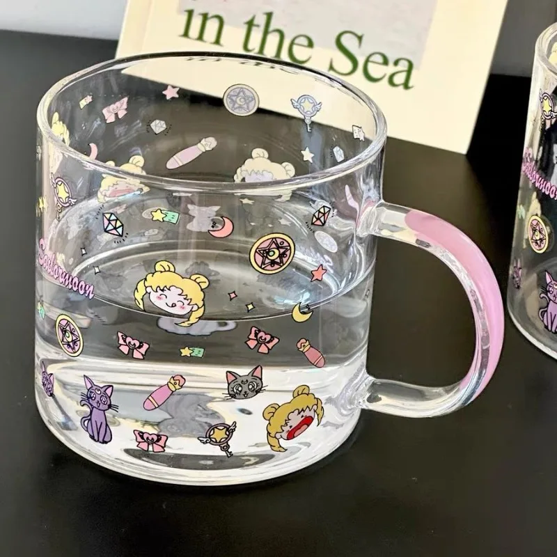 Sailor Moon – tasse à café transparente pour femmes, dessin animé mignon, haute teneur en borosilicate, verre résistant aux hautes températures, pour usage domestique