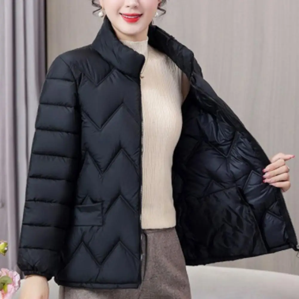 PLUS SIZE New Fashion Women Down Cotton Jacket Autumn Winter Stand Collar Long Sleeve Warm Coat Female New