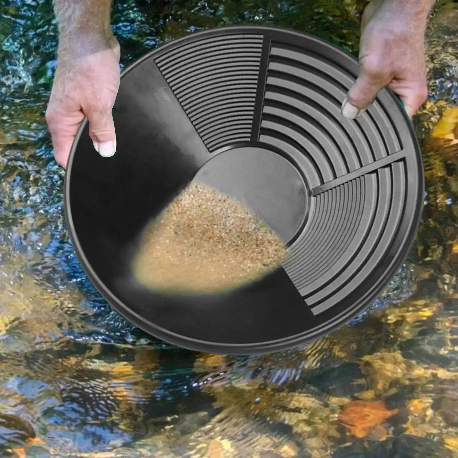 Gold Pan with Riffle Design Durable Prospecting Tool for Gold Mining Metal Detect Efficient Outdoor Wash Gold Panning Equipment