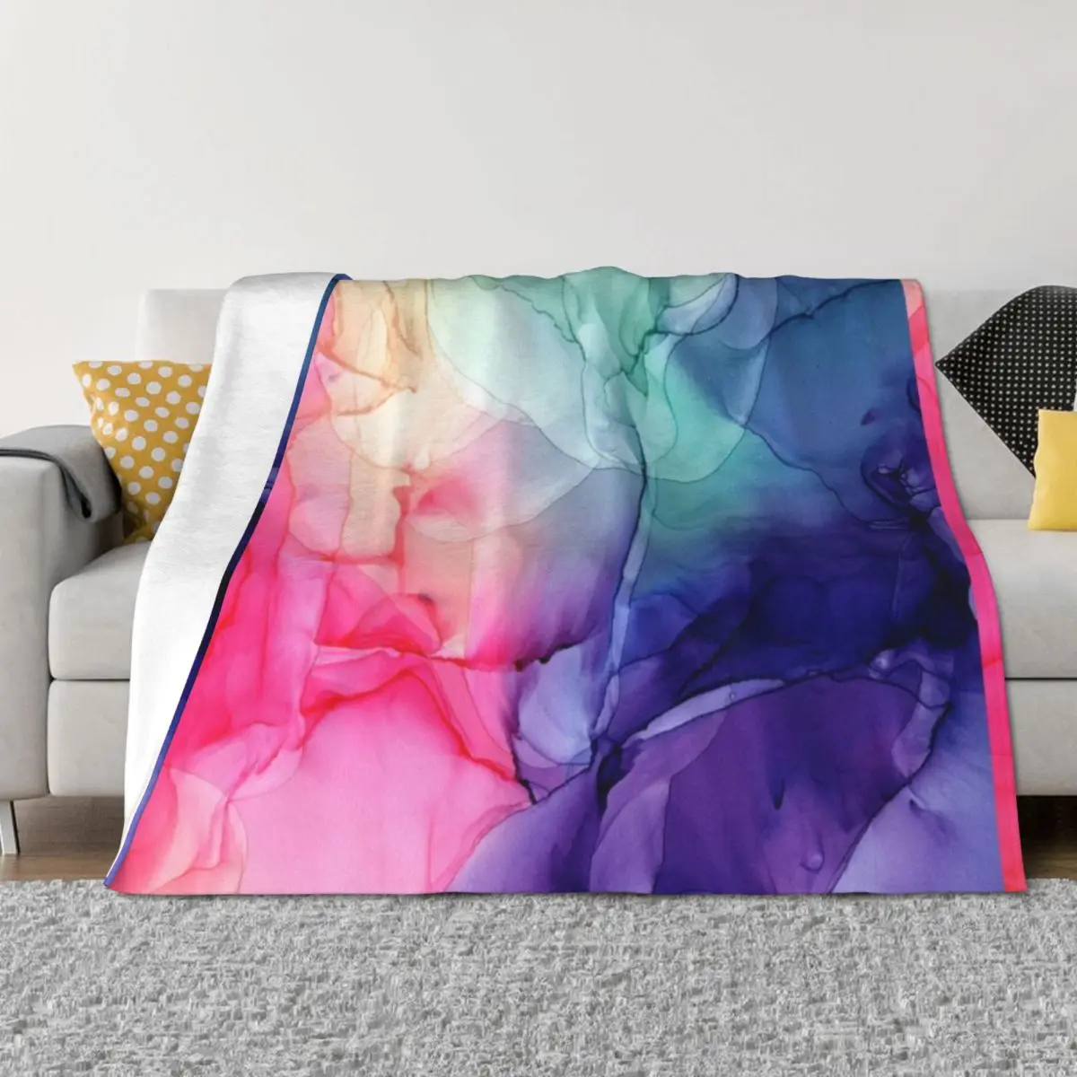 

Colorful Rainbow Flowing Abstract Vertical Painting Throw Blanket Comforter manga Decorative Sofa valentine gift ideas Blankets