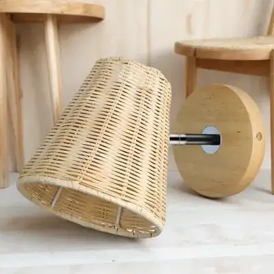 

Rattan Wall Lamp Metal Fixtures Bedroom Living Room Hallway Sconces Warm Atmosphere Home Hotel Modern Night Light Wall Mounted