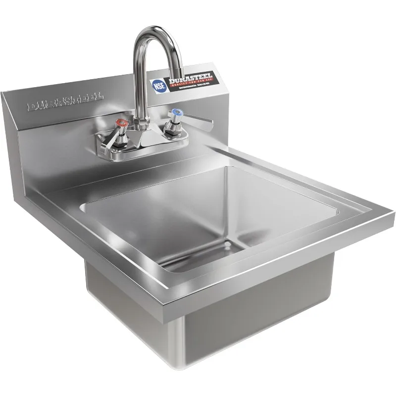 

Stainless Steel Sink - NSF Commercial Wall Mount Kitchen Sink - Small Hand Sink with 12" x 10" x 5.5"D Wash Basin