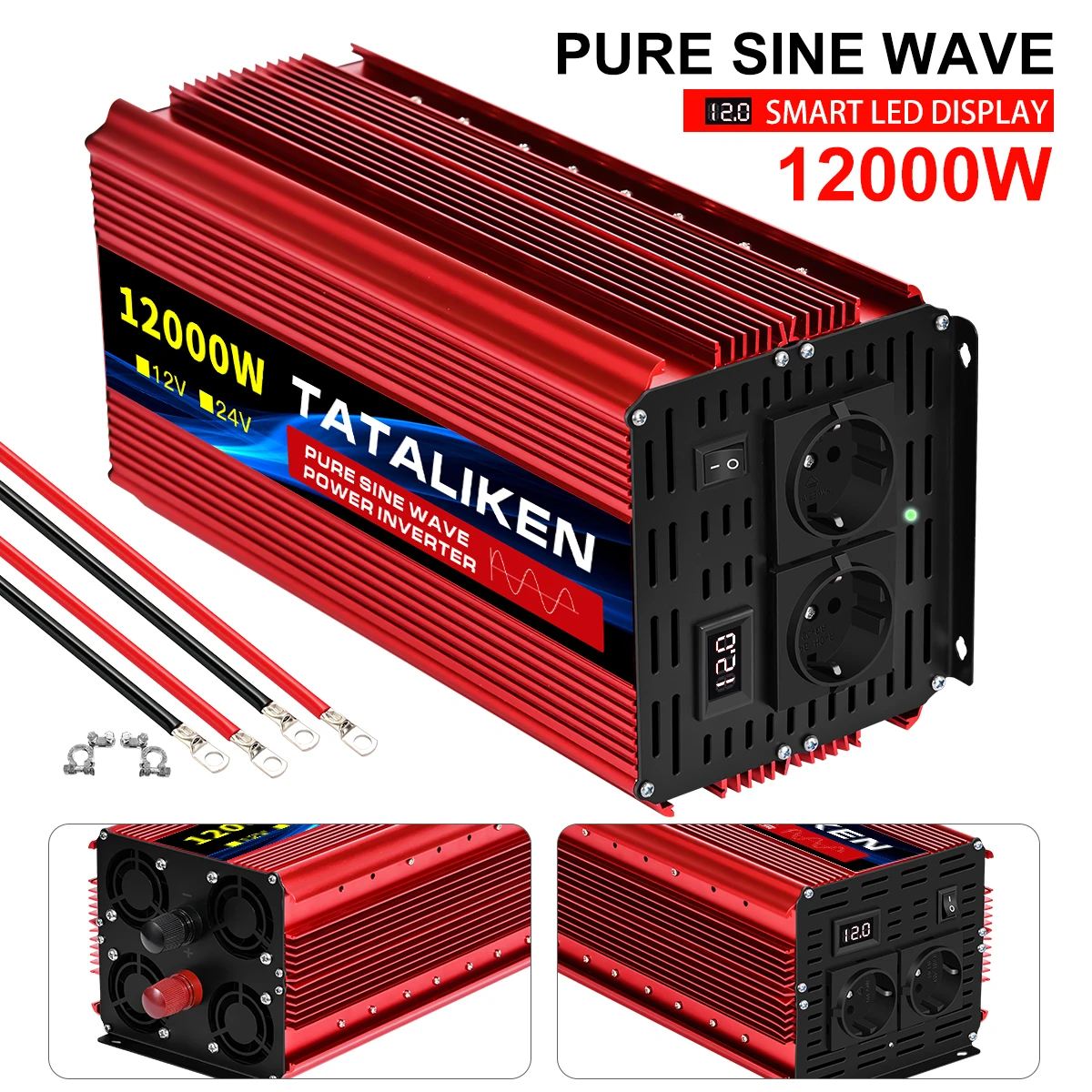 Pure Sine Wave Power Inverter 5000W/6000W/7000W/8000W/10000W/12000W   12 v 220 v  car inverter  car power inverter