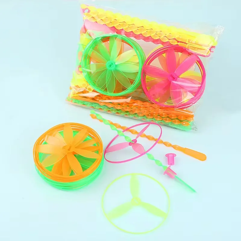 20pcs Hand pushed UFO Fairy Plastic Rotating Ring Flying Apsara Training Children's Sports Toys Student Gifts Outdoor Children