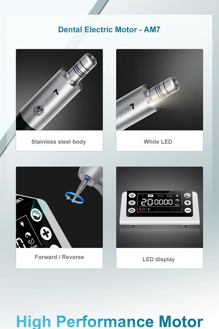 AI-AM7 Electric Micromotor LED Kit with Smile S1-5L Contra Angle 1:5 Increasing Handpiece Dental Endodontic Equipment 2/4 Holes